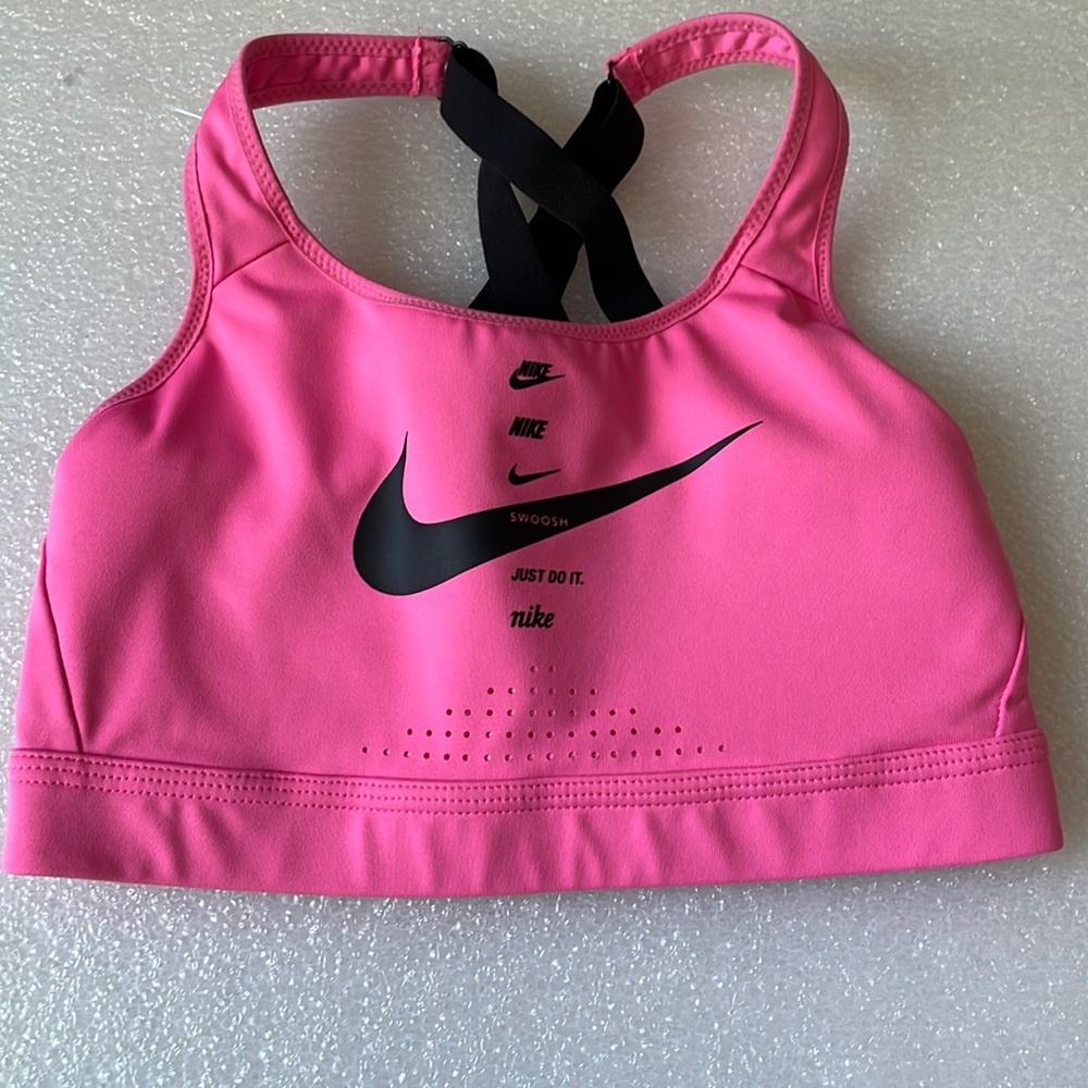 Nike Dri Fit work out Bra adj large straps lightly padded not removable Sz S